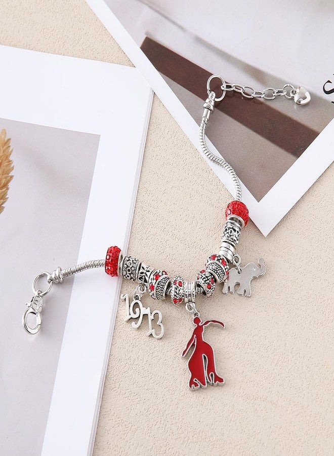 HUSURU Sorority Jewelry Metal Red Beads Greek Elephant Fortitude Charm 1913 Bracelet For Lady Community Club Member Gifts - Image 5