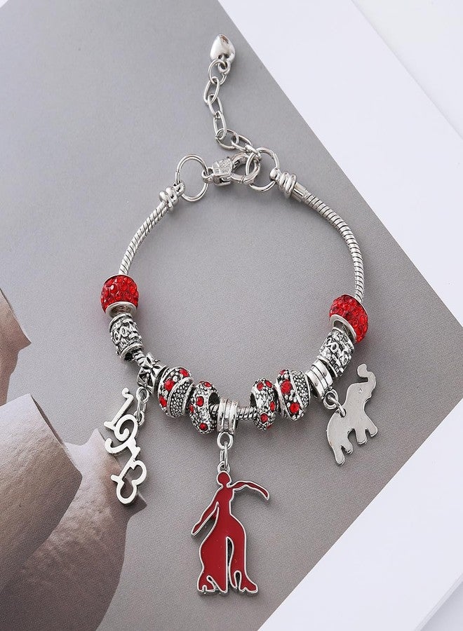 HUSURU Sorority Jewelry Metal Red Beads Greek Elephant Fortitude Charm 1913 Bracelet For Lady Community Club Member Gifts - Image 2