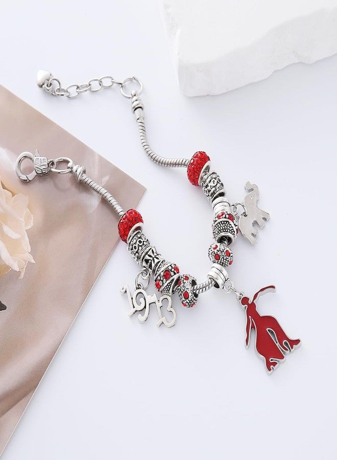 HUSURU Sorority Jewelry Metal Red Beads Greek Elephant Fortitude Charm 1913 Bracelet For Lady Community Club Member Gifts - Image 3