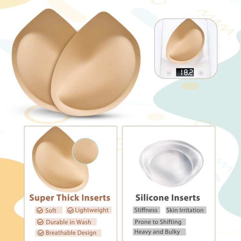 Nimiah Super Thick Push-up Inserts, 2 Pairs Sew in Bra Cups for Dress, Breast Enhancer Add Cleavage Instantly in Swimsuits Sports Tops - Image 4