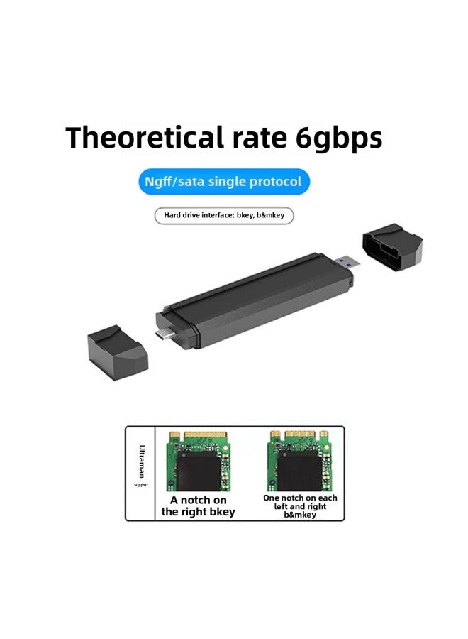 M.2 Solid State Hard Disk Box External NGFF/NVME Hard Disk Box M.2 Dual Protocol Mobile Reader Ssd In-line-Color:Black NGFF JMS576