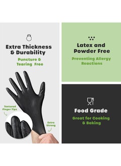 Comfy Package Industrial Black Nitrile Gloves [100 Count] 6 Mil. Latex & Powder Free Vinyl Disposable Plastic Textured Gloves  - Image 3