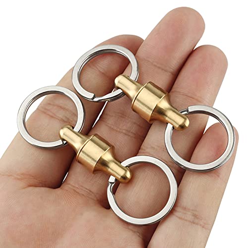 TONYFY Brass Quick Release Keychain, with 360° Rotation, Pull Apart Detachable Key Chain Waist Belt Buckle, Outdoor Portable EDC Organization Tool, Car Key Accessories with 2 Key Rings for Man/Woman - Image 4
