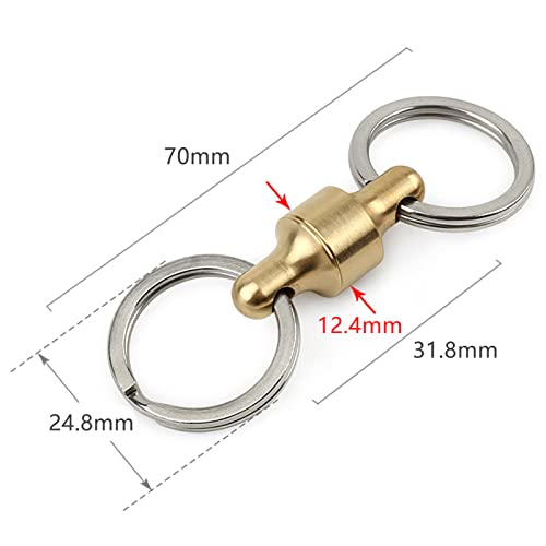 TONYFY Brass Quick Release Keychain, with 360° Rotation, Pull Apart Detachable Key Chain Waist Belt Buckle, Outdoor Portable EDC Organization Tool, Car Key Accessories with 2 Key Rings for Man/Woman - Image 3