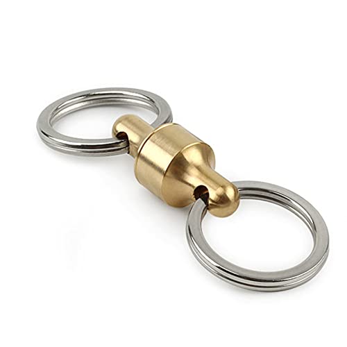 TONYFY Brass Quick Release Keychain, with 360° Rotation, Pull Apart Detachable Key Chain Waist Belt Buckle, Outdoor Portable EDC Organization Tool, Car Key Accessories with 2 Key Rings for Man/Woman - Image 1