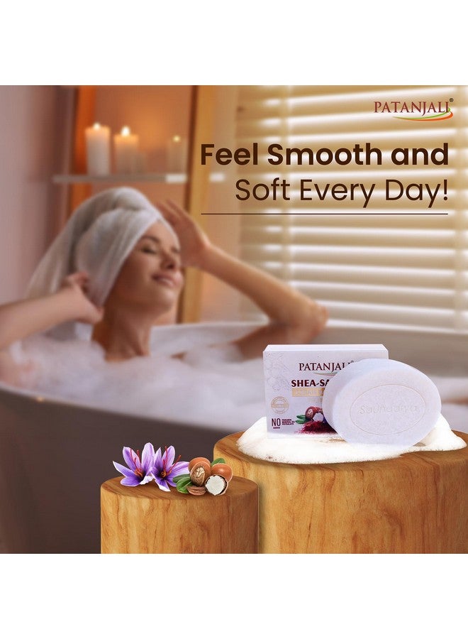 باتانجالي منظف الجسم بزبدة الشيا والزعفران، صابون طبيعي لتنظيف الجسم للرجال والنساء، صابون استحمام لبشرة متوهجة وناعمة 125 جم، عبوة من 4 قطع (3+1) - Image 5