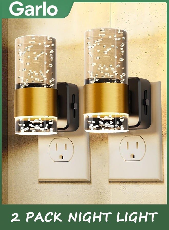 جارلو ضوء ليلي ، ضوء ليلي قابل للتخفيف توصيل إلى الجدار ، 2 حزمة ضوء ليلي أكريليك مع سطوع قابل للتعديل 0-100 LM ، 3000K توصيل ضوء ليلي مع غسق إلى استشعار الفجر ، لمجرد الحمام - Image 1