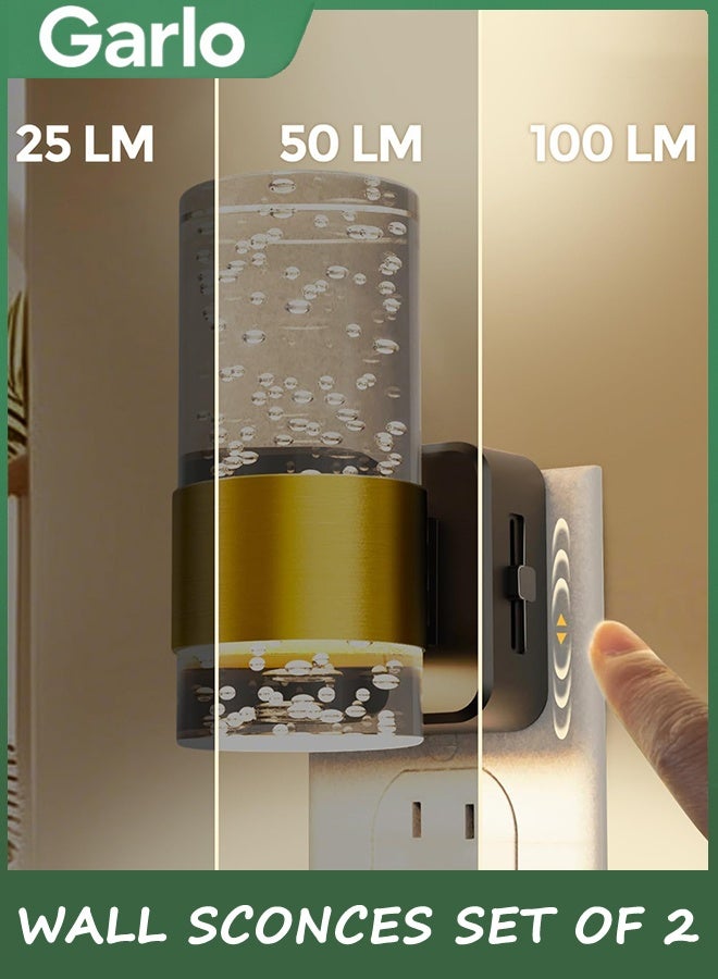 جارلو ضوء ليلي ، ضوء ليلي قابل للتخفيف توصيل إلى الجدار ، 2 حزمة ضوء ليلي أكريليك مع سطوع قابل للتعديل 0-100 LM ، 3000K توصيل ضوء ليلي مع غسق إلى استشعار الفجر ، لمجرد الحمام - Image 2