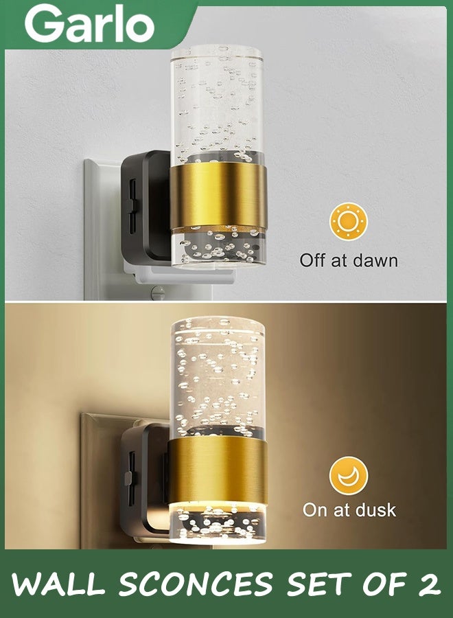 جارلو ضوء ليلي ، ضوء ليلي قابل للتخفيف توصيل إلى الجدار ، 2 حزمة ضوء ليلي أكريليك مع سطوع قابل للتعديل 0-100 LM ، 3000K توصيل ضوء ليلي مع غسق إلى استشعار الفجر ، لمجرد الحمام - Image 3