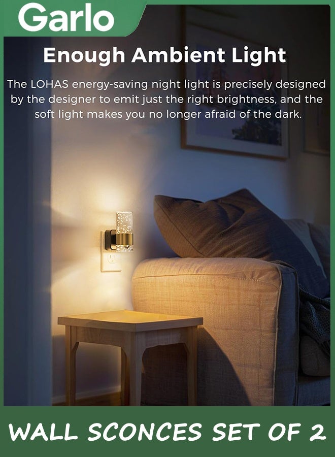 جارلو ضوء ليلي ، ضوء ليلي قابل للتخفيف توصيل إلى الجدار ، 2 حزمة ضوء ليلي أكريليك مع سطوع قابل للتعديل 0-100 LM ، 3000K توصيل ضوء ليلي مع غسق إلى استشعار الفجر ، لمجرد الحمام - Image 4