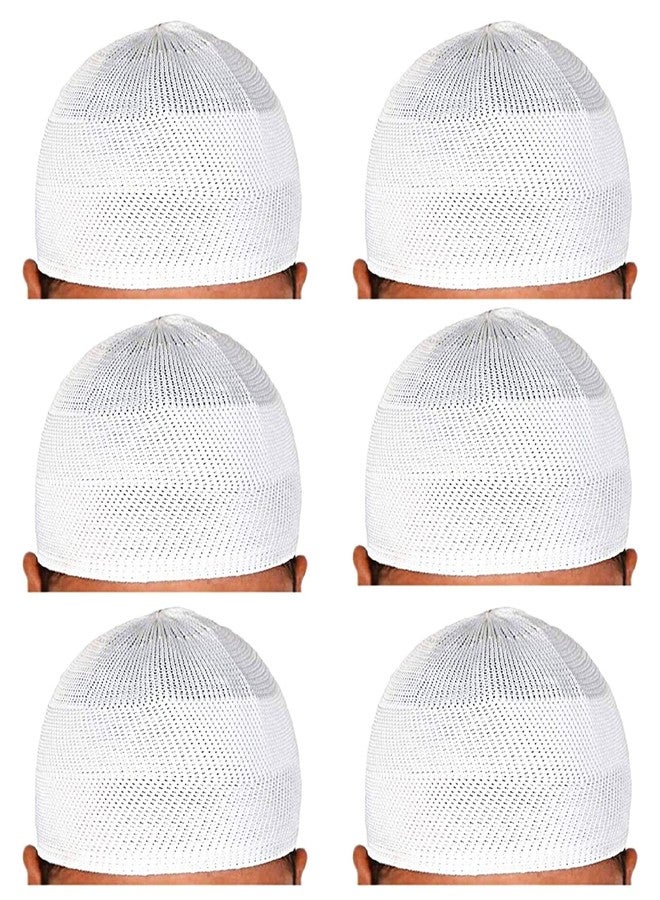 santarms قبعة سانترامز الإسلامية للصلاة للرجال أو الأولاد (6 قبعات) بيضاء - Image 1