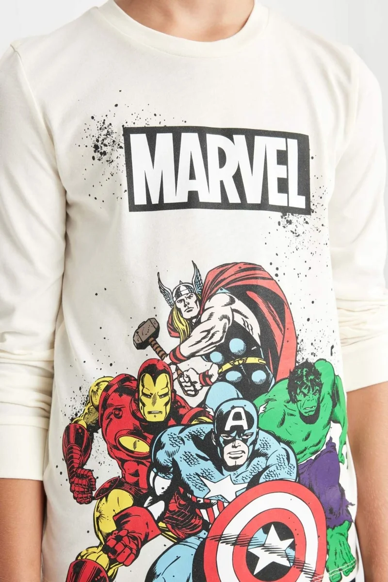 DeFacto Boy Marvel Comics Long Sleeve Top Long Bottom Pajama Set D3626A824WN