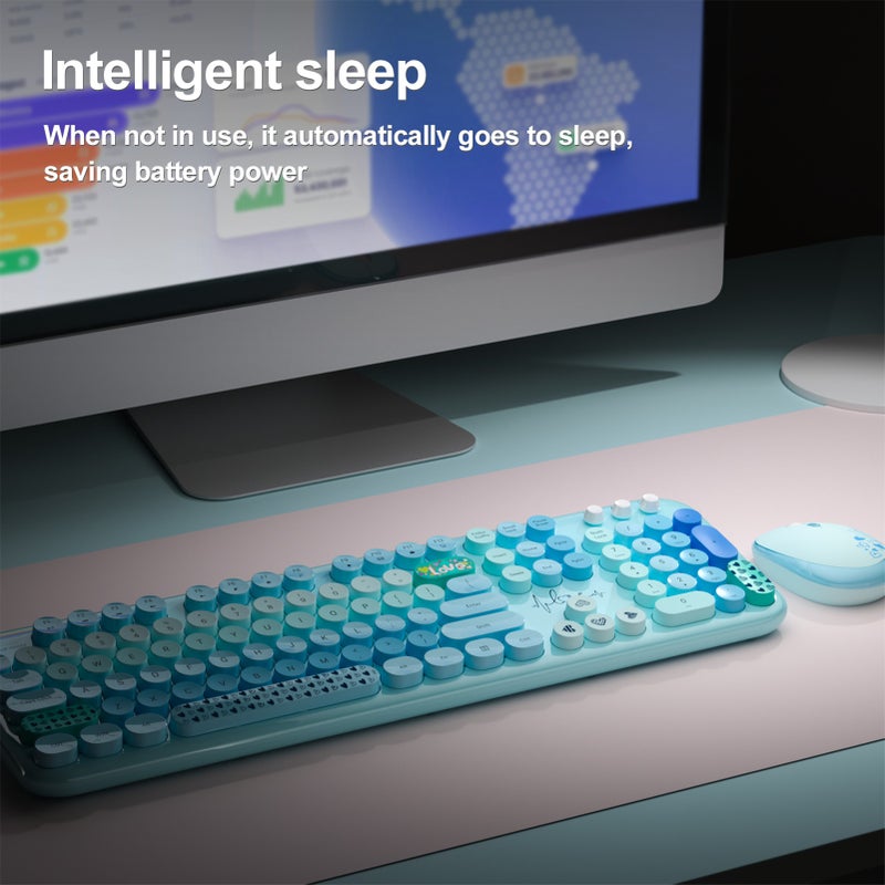 MOFII Wireless Keyboard and Set Lovely High-Quality Mixed Color 104 Keys USB Receiver Office for Laptops and Desktops Keyboard - Image 2