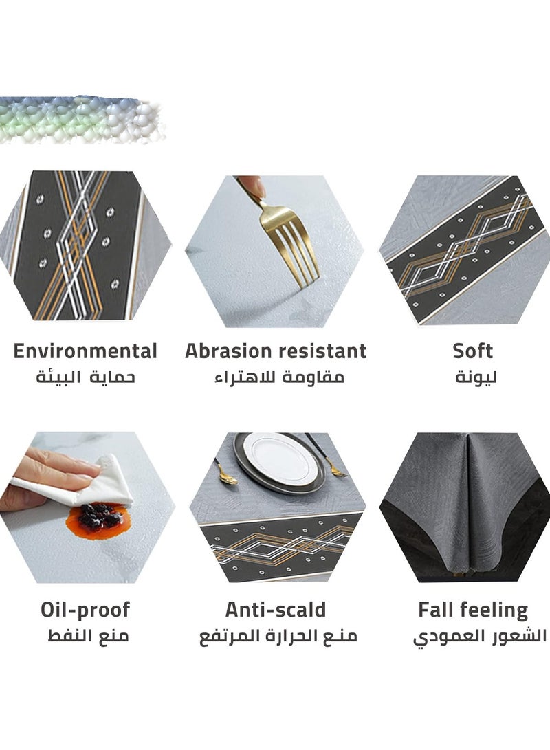عام مفرش طاولة مستطيل من PVC مقاوم للماء والزيت، 140 * 180 سم، مفرش طاولة بلاستيكي قوي للمطبخ، طاولة القهوة، العشاء في الهواء الطلق، حفلة بوفيه، لون فضي - Image 5