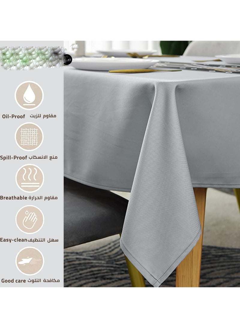 عام مفرش طاولة مستطيل من PVC مقاوم للماء والزيت، 140 * 180 سم، مفرش طاولة بلاستيكي قوي للمطبخ، طاولة القهوة، العشاء في الهواء الطلق، حفلة بوفيه، لون فضي - Image 2
