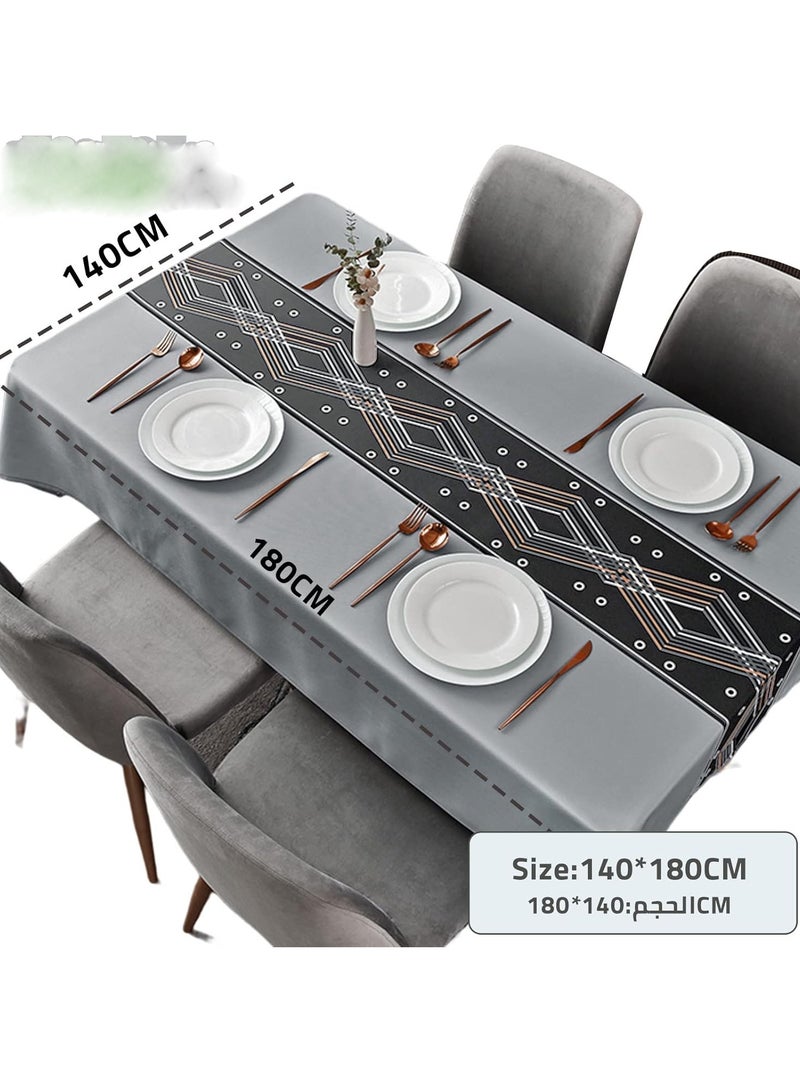 عام مفرش طاولة مستطيل من PVC مقاوم للماء والزيت، 140 * 180 سم، مفرش طاولة بلاستيكي قوي للمطبخ، طاولة القهوة، العشاء في الهواء الطلق، حفلة بوفيه، لون فضي - Image 3