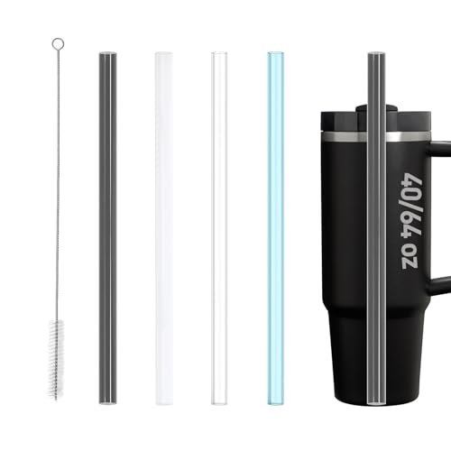 MOLOVA 4 Pack Reusable Straw for Stanley Cup 14/20oz | 30oz | 40/64oz, Replacement for Stanley Straw，Food Grade & BPA Free(Clear/White/Black/Blue，40/64oz) - Image 1