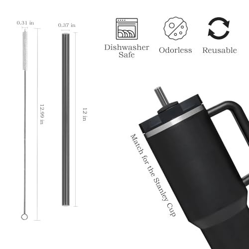 MOLOVA 4 Pack Reusable Straw for Stanley Cup 14/20oz | 30oz | 40/64oz, Replacement for Stanley Straw，Food Grade & BPA Free(Clear/White/Black/Blue，40/64oz) - Image 2