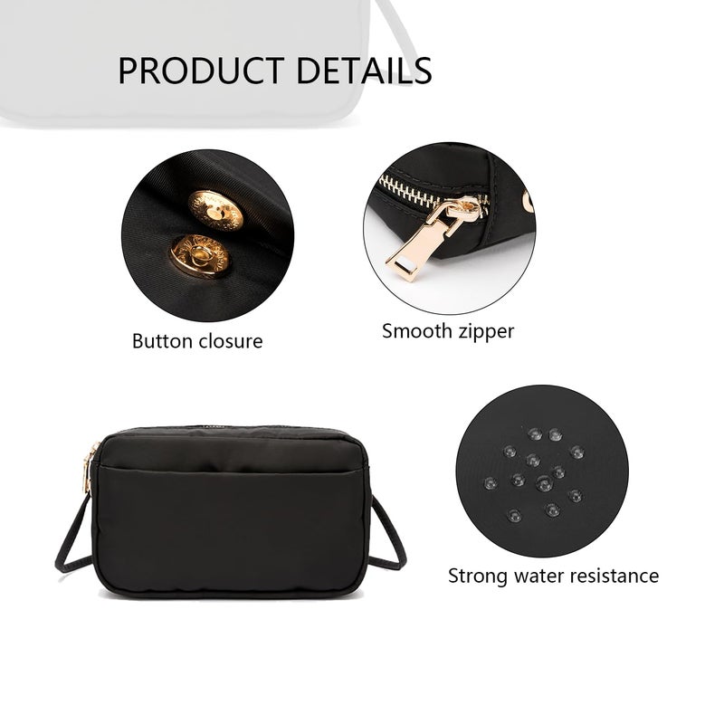 YONBEN Womens nylon Crossbody Bag Small Shoulder Handbags Ladies Designer Satchel Purse (Black-nylon, S) - Image 4