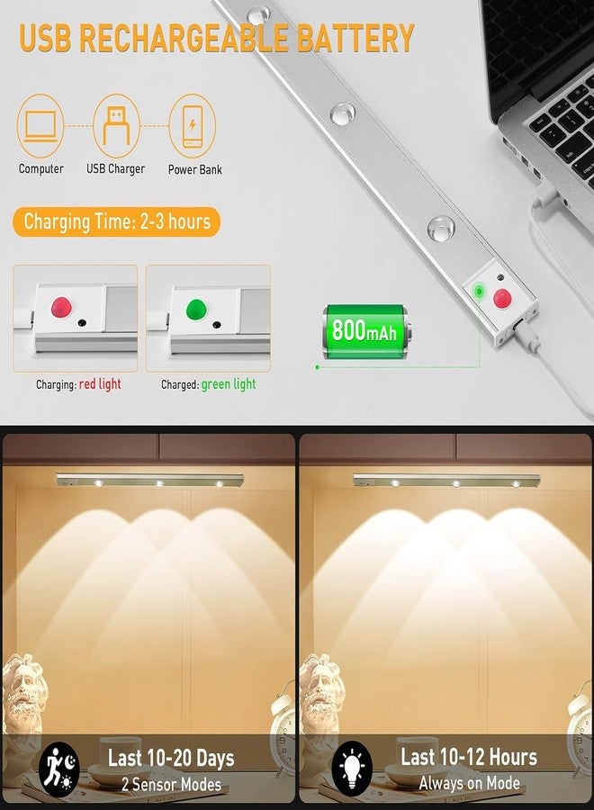 MIRADH 40cm USB Rechargeable Under Cabinet Motion Sensor Light – Wireless Magnetic LED Strip for Kitchen, Closet, Wardrobe, Pantry | 3 Color Dimmable Night Lamp - Image 5