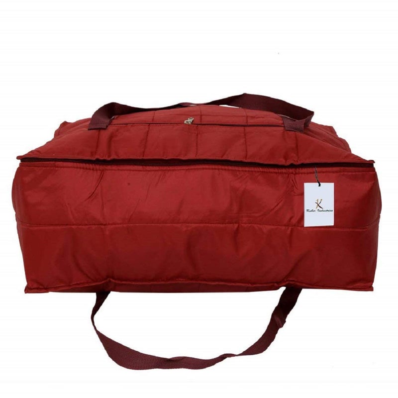 Kuber Industries Parachute Big Underbed Moisture Proof Storage Bag with Zippered Closure and Handle Maroon Pack of 2 - Image 2