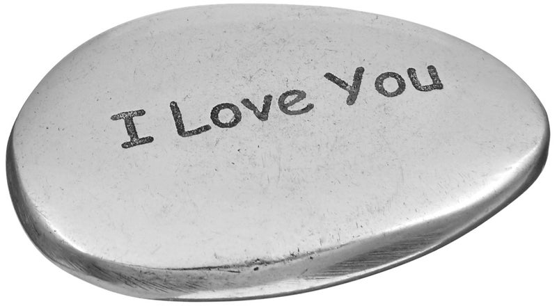 Abbott Collection Small I Love You Pebble, Silver - Image 5