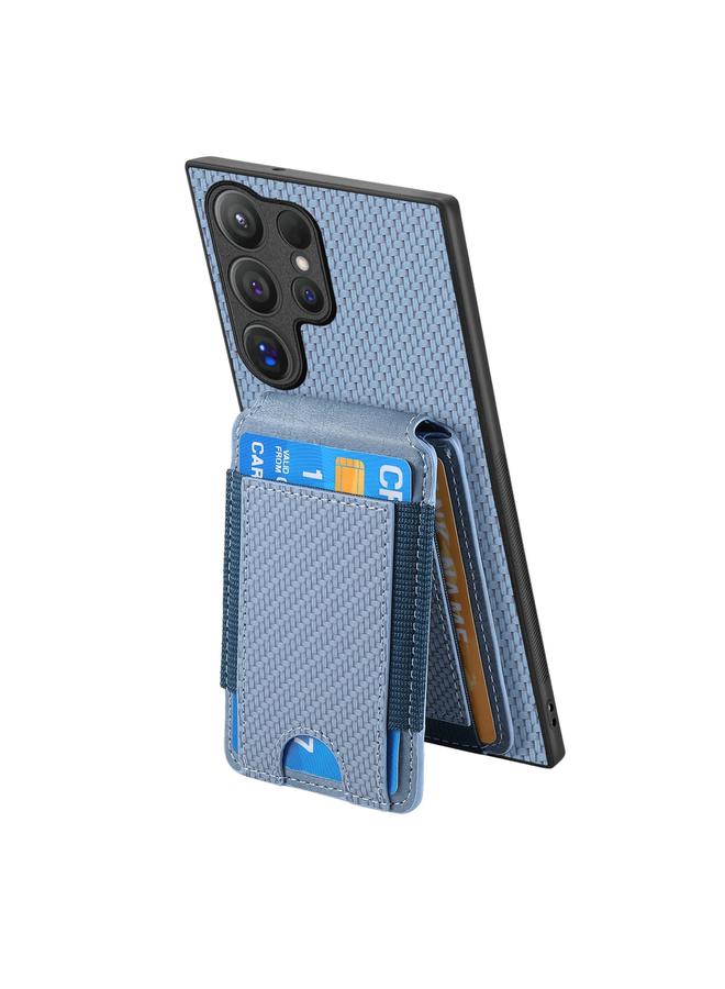 S-TOP Case For Samsung Galaxy S23 Ultra 5G Carbon Fiber Vertical Flip Wallet Stand Phone Case - Image 3
