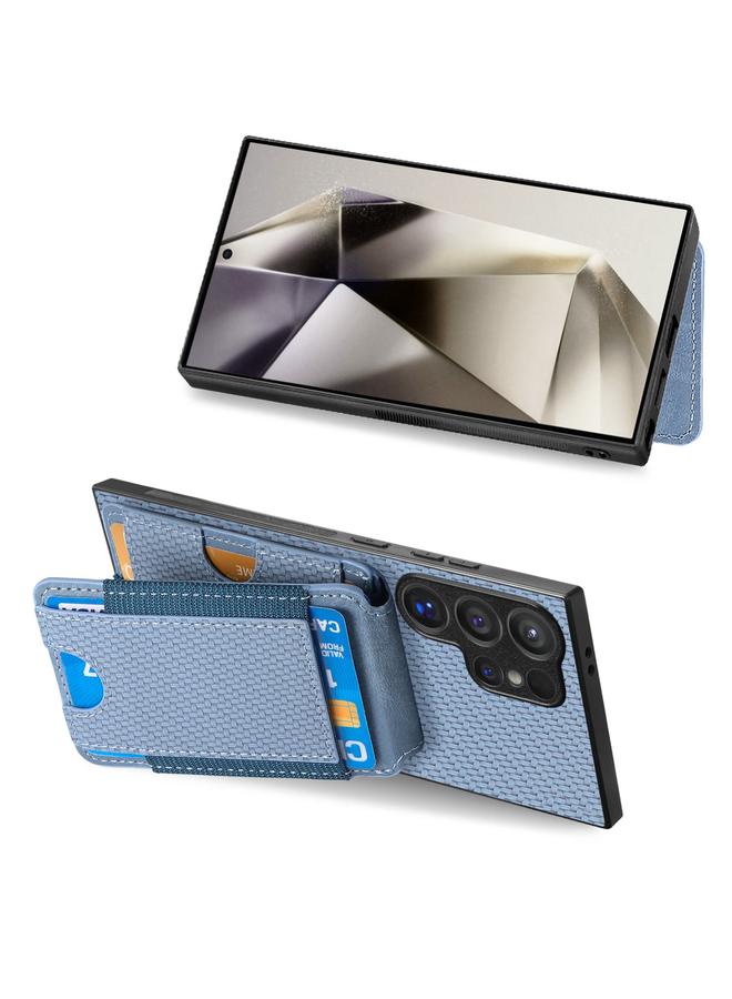 S-TOP Case For Samsung Galaxy S23 Ultra 5G Carbon Fiber Vertical Flip Wallet Stand Phone Case - Image 5