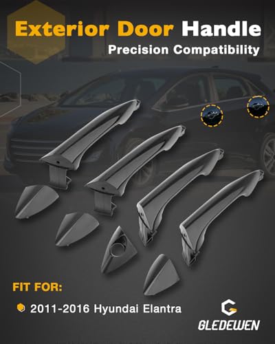 Gledewen Exterior Door Handle Set 4PCS Compatible with 20112016 Hyundai Elantra Front Rear Left Driver Right Passenger Outside Door Handles Replace 826513X000 826523X000 826623X020 836523X020 - Image 3
