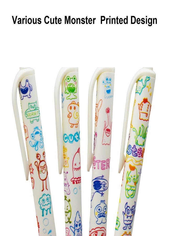 Maydahui 12 Pcs Retractable Cute Monster Pens Colorful Doodling Naughty Little Monster Gel Pen Black Ink for School Office Halloween Monster Party Favors - Image 5