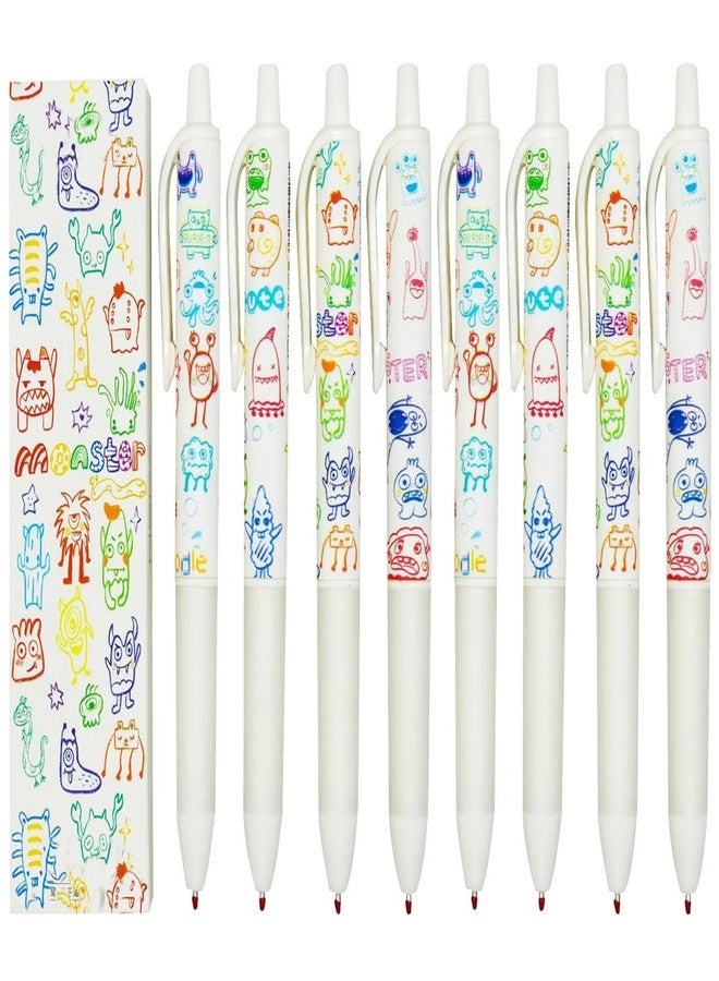 Maydahui 12 Pcs Retractable Cute Monster Pens Colorful Doodling Naughty Little Monster Gel Pen Black Ink for School Office Halloween Monster Party Favors - Image 1