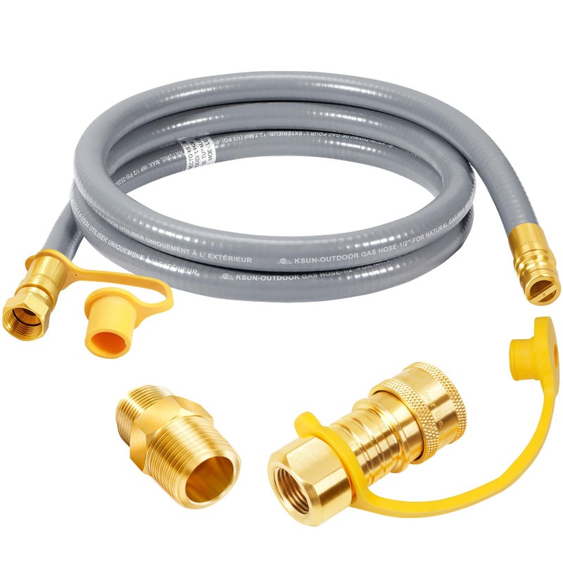 GasSaf 6FT 3/8" ID Natural Gas Hose, Natural Gas Grill Hose with Quick Connect Fitting Suitable for Weber Grills, Blackstone Griddles, Generator, Patio Heater - CSA Certified - Image 1