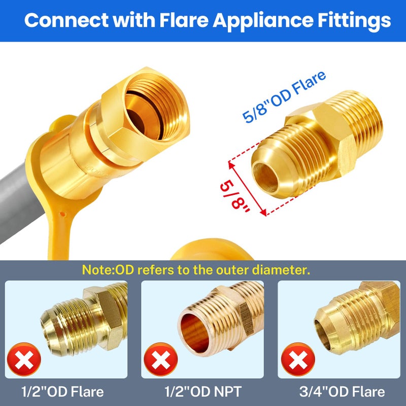 GasSaf 6FT 3/8" ID Natural Gas Hose, Natural Gas Grill Hose with Quick Connect Fitting Suitable for Weber Grills, Blackstone Griddles, Generator, Patio Heater - CSA Certified - Image 3