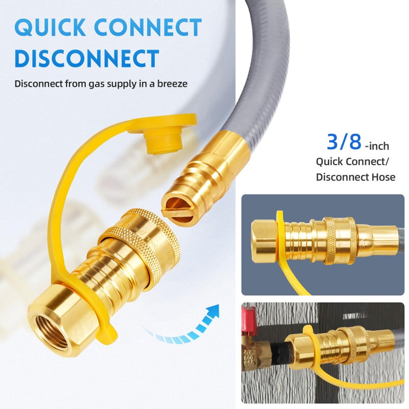 GasSaf 6FT 3/8" ID Natural Gas Hose, Natural Gas Grill Hose with Quick Connect Fitting Suitable for Weber Grills, Blackstone Griddles, Generator, Patio Heater - CSA Certified - Image 4