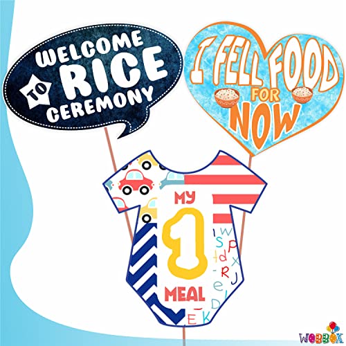 WOBBOX Annaprashan Party Props with Rice Ceremony Baby Pattern Multi Color Bunting Banner & Balloon, Annaprashan Party Decoration (46 Pcs Combo) - Image 3