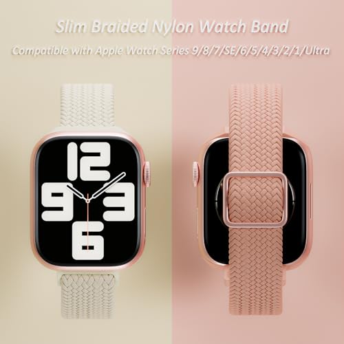 DYKEISS 4 Pack Slim Braided Stretchy Compatible with Apple Watch Band 38mm 42mm 40mm 44mm 41mm 45mm 46mm 49mm Women Men, Solo Loop Nylon Thin Strap for iWatch Series 11 10 9 8 7 SE 6 5 4 3 Ultra - Image 3