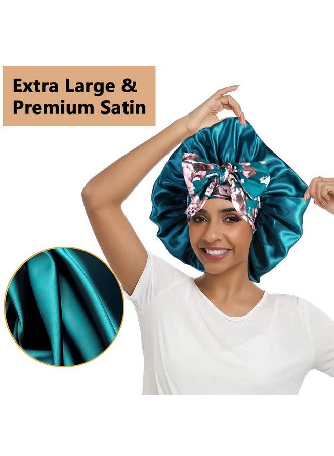 Heniho 2Pcs Large Silky Bonnets With Tie Band Braid Bonnet Satin Bonnet For Sleeping Curly Hair F - Image 3