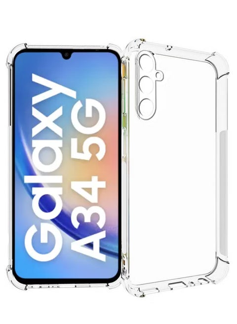 For Samsung Galaxy A34 5G Shock Proof Silicone protective Back Case Cover Transparent