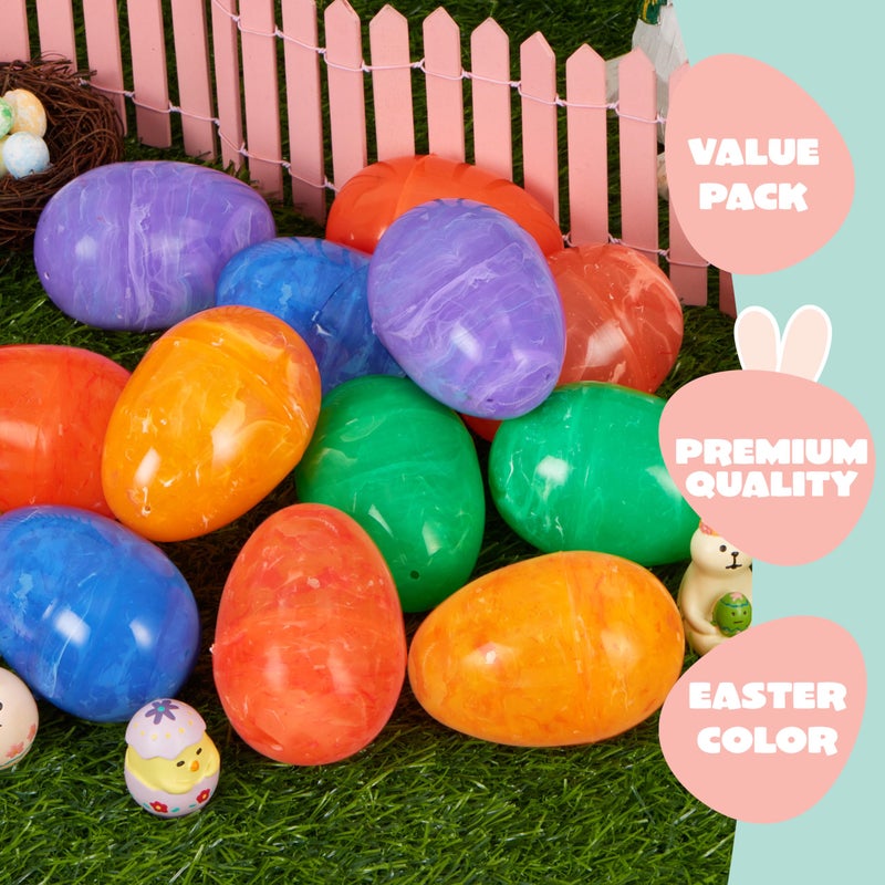 JOYIN 30 Pcs Plastic Iridescent Printed Bright Easter Eggs 3.15" Tall for Easter Hunt, Basket Stuffers Fillers, Classroom Prize Supplies, Filling Treats and Party Favor - Image 3