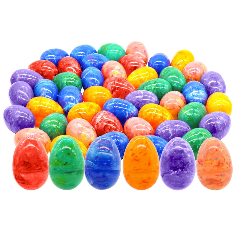 JOYIN 30 Pcs Plastic Iridescent Printed Bright Easter Eggs 3.15" Tall for Easter Hunt, Basket Stuffers Fillers, Classroom Prize Supplies, Filling Treats and Party Favor - Image 1