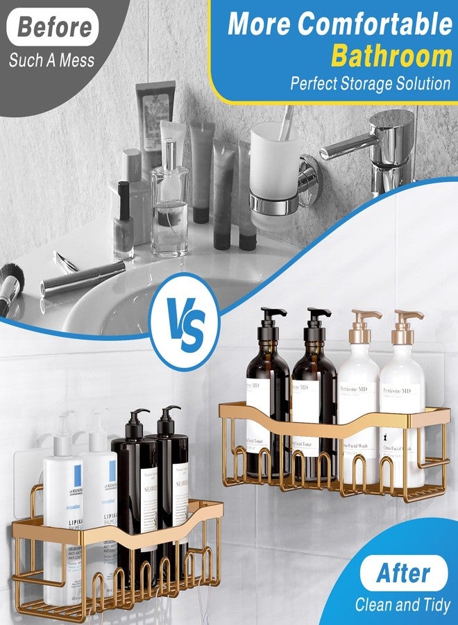 EUDELE Shower Caddy 2 Pack, Adhesive Organizer for Bathroom Storage, Home Decor & Kitchen, No Drilling, Rustproof Stainless Steel Shelf, Bathroom Decor Sets - Image 3