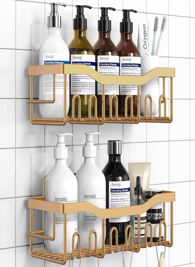 EUDELE Shower Caddy 2 Pack, Adhesive Organizer for Bathroom Storage, Home Decor & Kitchen, No Drilling, Rustproof Stainless Steel Shelf, Bathroom Decor Sets - Image 1