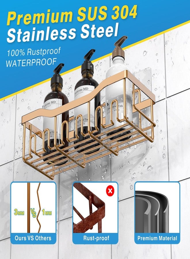 EUDELE Shower Caddy 2 Pack, Adhesive Organizer for Bathroom Storage, Home Decor & Kitchen, No Drilling, Rustproof Stainless Steel Shelf, Bathroom Decor Sets - Image 5