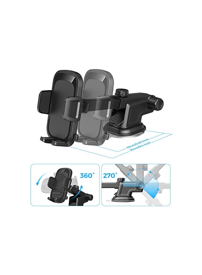 Yamdrok Car Phone Holder, Air Vent Mount, Dashboard Phone Holder Auto Suction Cup for Windshield/Smooth Desktop/Tile Wall, 360° Rotation&Extended Arm, Compatible with iPhone, Samsung, All 4''-7'' - Image 4