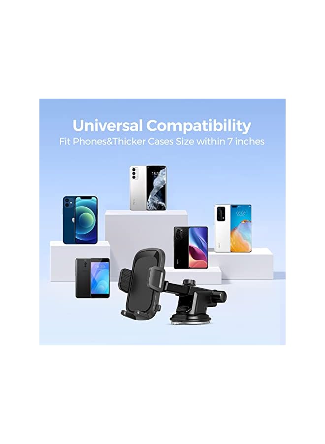 Yamdrok Car Phone Holder, Air Vent Mount, Dashboard Phone Holder Auto Suction Cup for Windshield/Smooth Desktop/Tile Wall, 360° Rotation&Extended Arm, Compatible with iPhone, Samsung, All 4''-7'' - Image 5
