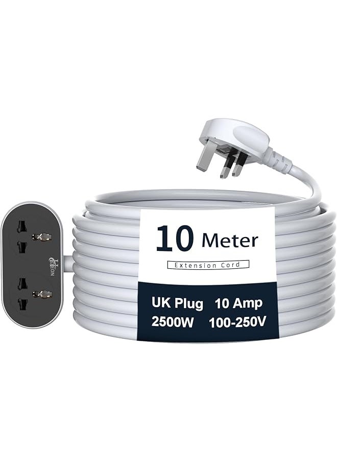 Hoteon Hoteon Extension Cord, Extension Cable with 5 Meter Heavy Duty Long Wire Cord, 2 Outlet Socket 2500W 10A Expandable Electric Extension, UK Plug Power Extension (HT-EXB-04-10M-Black)  - Image 1