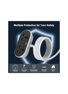Hoteon Hoteon Extension Cord, Extension Cable with 5 Meter Heavy Duty Long Wire Cord, 2 Outlet Socket 2500W 10A Expandable Electric Extension, UK Plug Power Extension (HT-EXB-04-10M-Black)  - Image 2