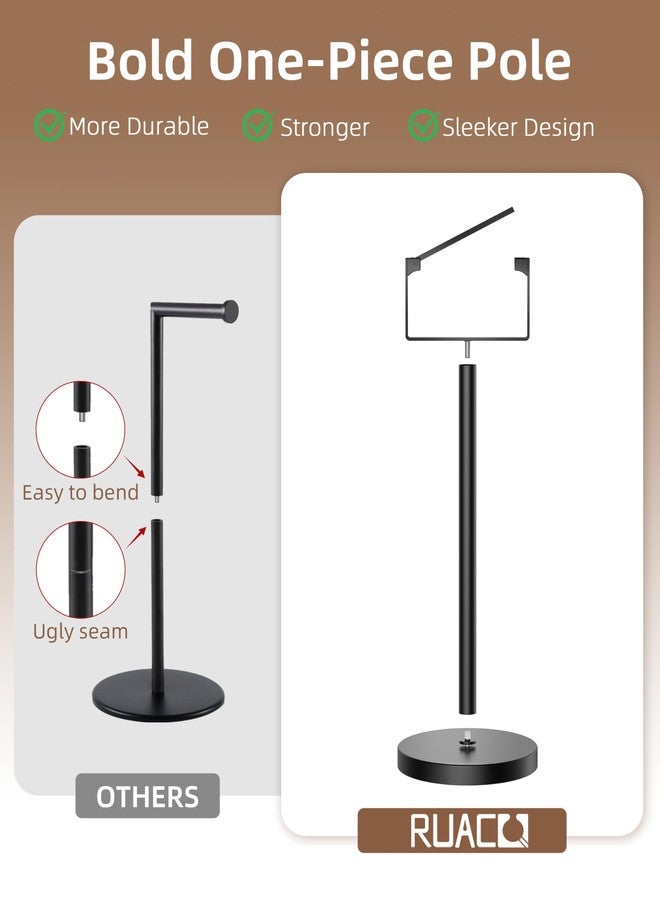 RUACQ Toilet Paper Holder Stand, Magnetic Closure Toilet Paper Stand with Lift-Up Rotating Arm, SUS304 Stainless Steel Bathroom Toilet Paper Holder Free Standing, Weighted Base (Matte Black) - Image 5