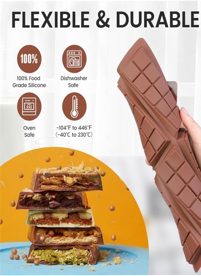 Generic - Chocolate Bar Mold, Non-Stick Chocolate Molds with 100pcs Storage Bags, Silicone Rectangle Deep Chocolate Bar Mold for Milk Chocolate Bar,Dubai Chocolate Bar Pistachio - Image 1