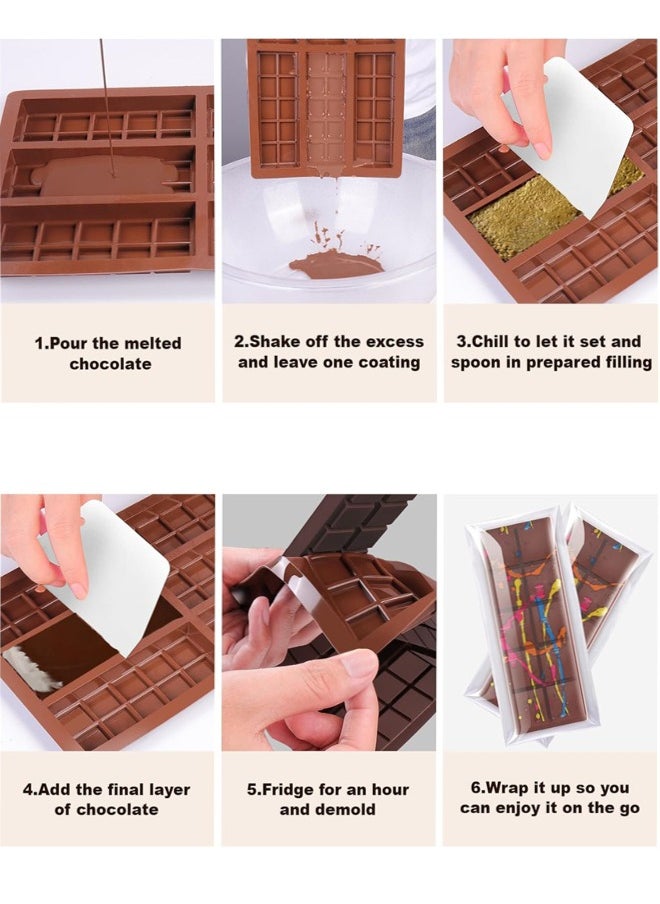 Generic - Chocolate Bar Mold, Non-Stick Chocolate Molds with 100pcs Storage Bags, Silicone Rectangle Deep Chocolate Bar Mold for Milk Chocolate Bar,Dubai Chocolate Bar Pistachio - Image 1